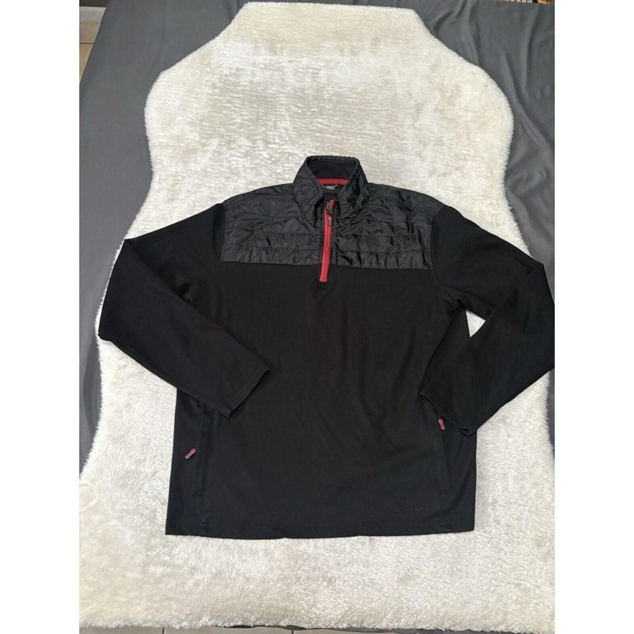 Eddie Bauer Sweatshirt Mens XL Black Polyester Blend Quarter Zip Long Sleeve