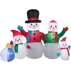 Home Accents Holiday 6.5 LED Snowman Family Scene Christmas Inflatable