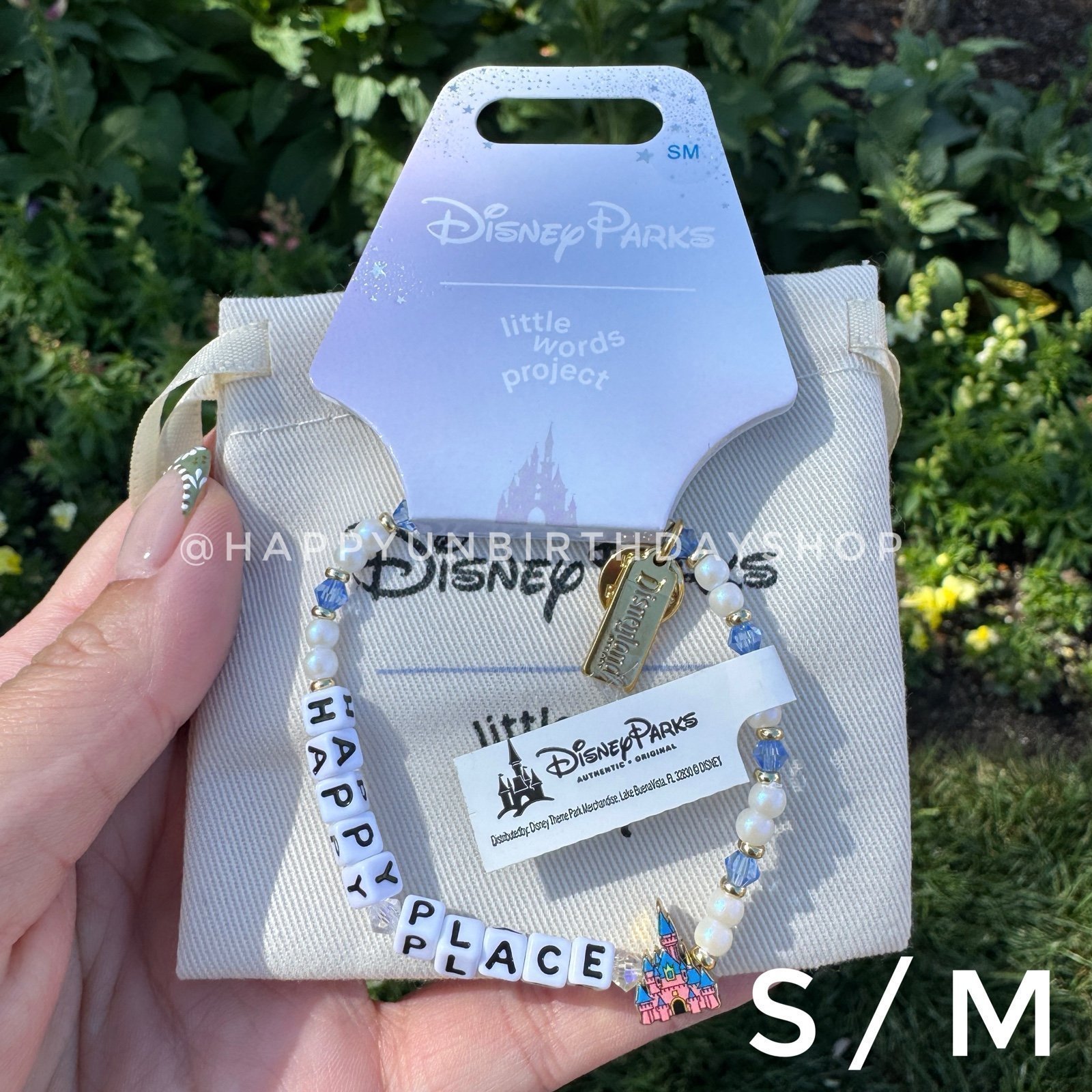 Disney Parks Little Words Project Bracelet Castle Happy Place S/M