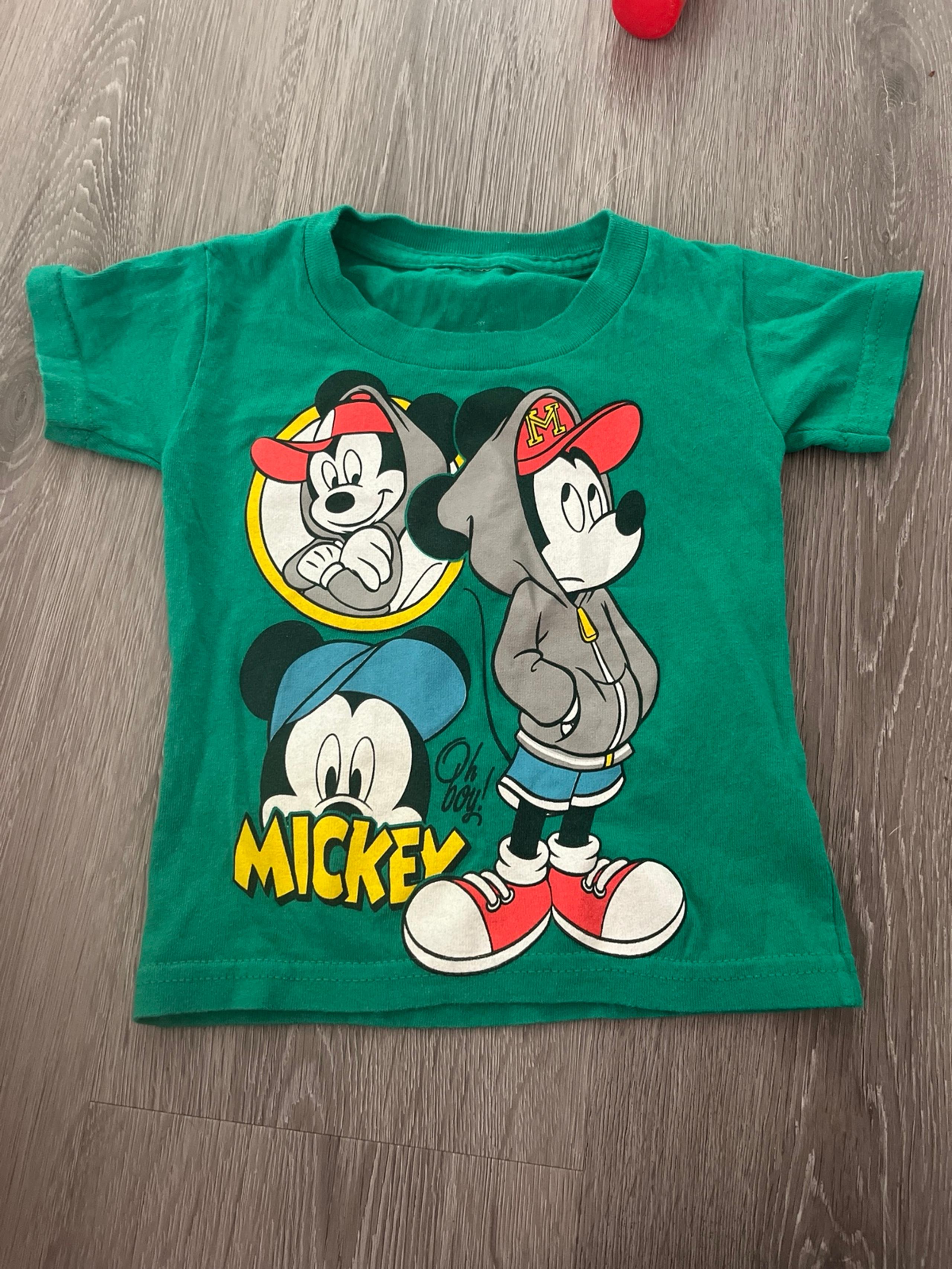 Vintage Mickey Mouse toddler tshirt Mickey with a hoodie oh boy green