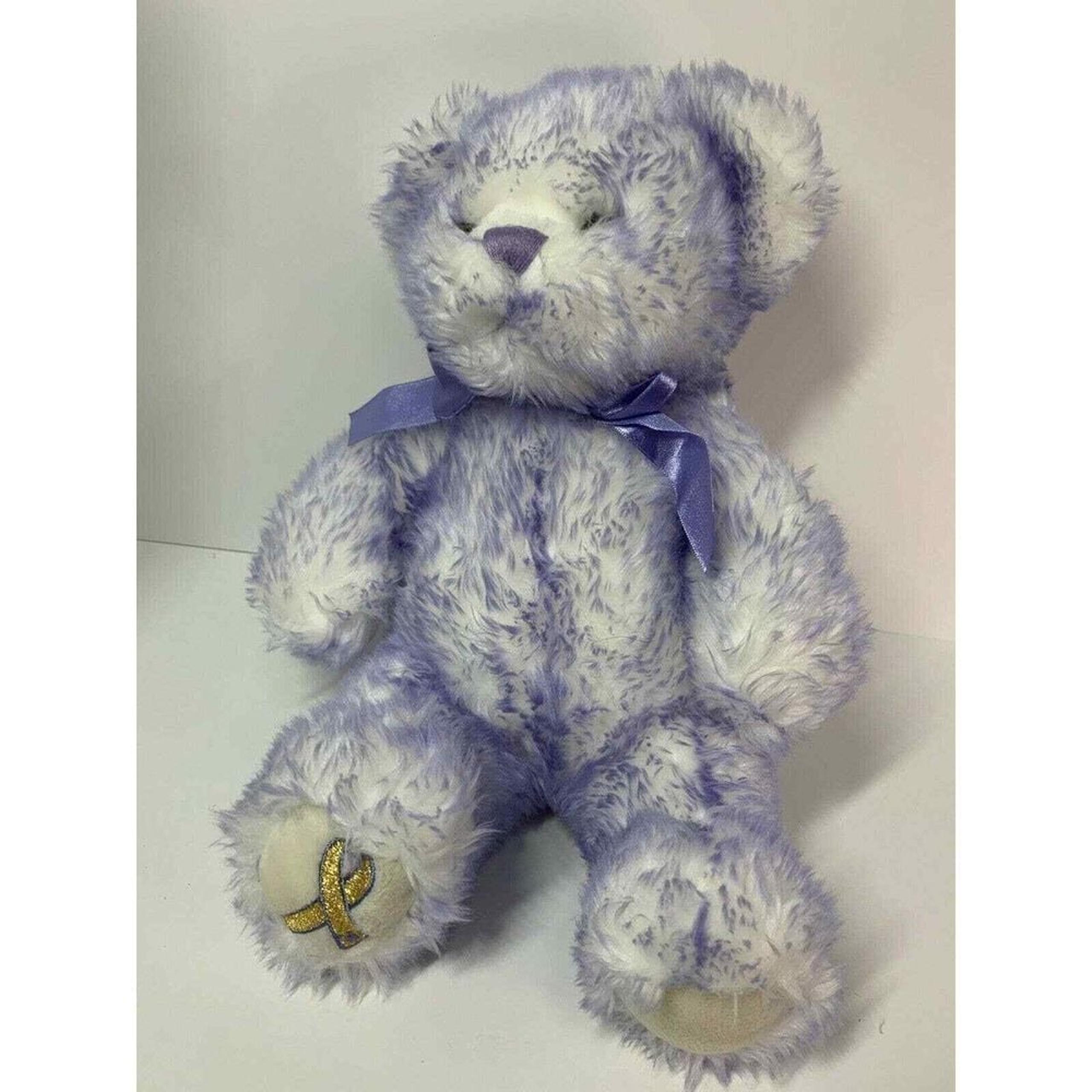 Build a Bear Purple Tip 12" Plush Nikki Childhood Cancer Awareness Gold Ribbon