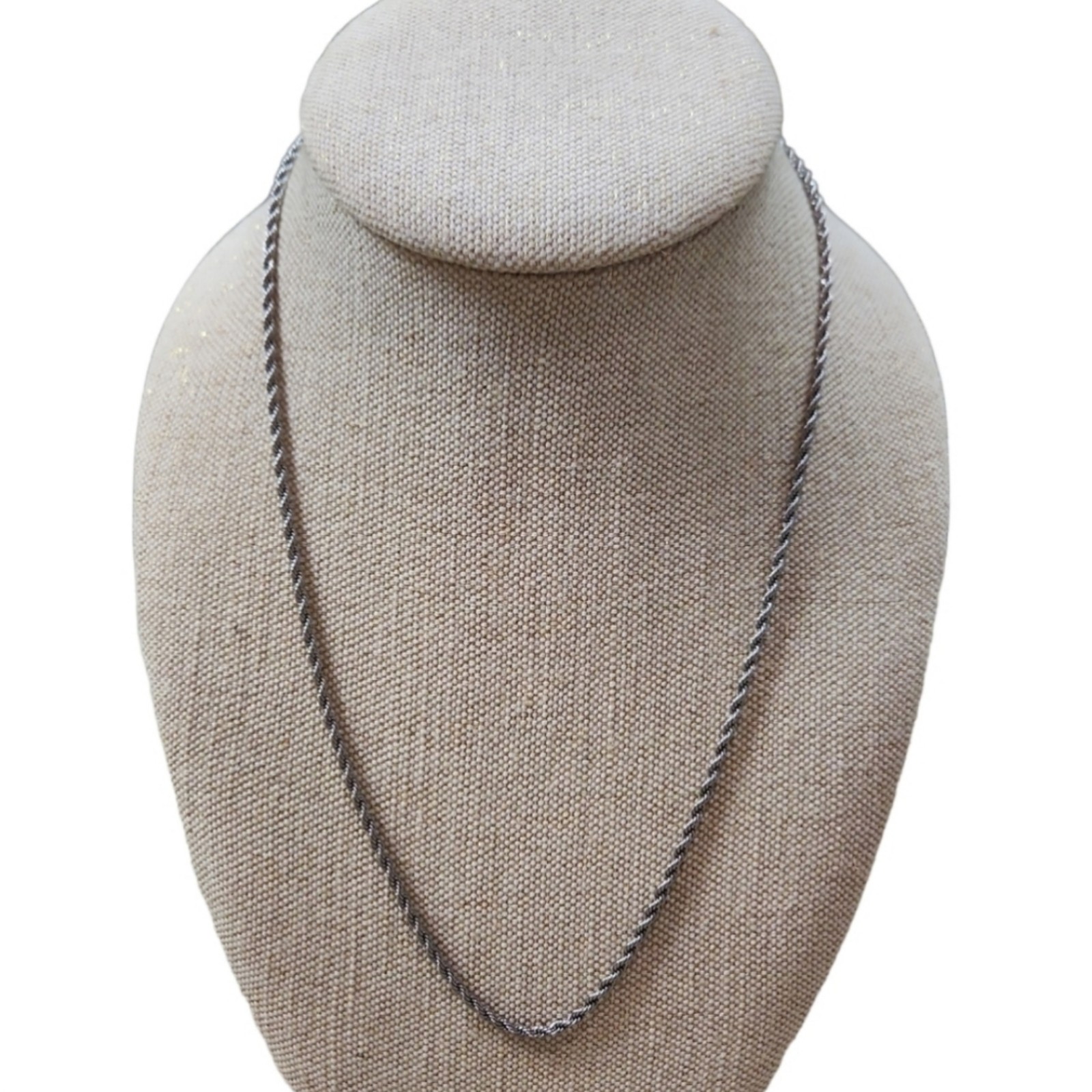 Silver Toned Long Strand Rope Necklace