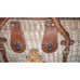 Vtg 60's 70's Mexican Raffia Tote Picnic Bag Leather-like Straps Metal Hardware