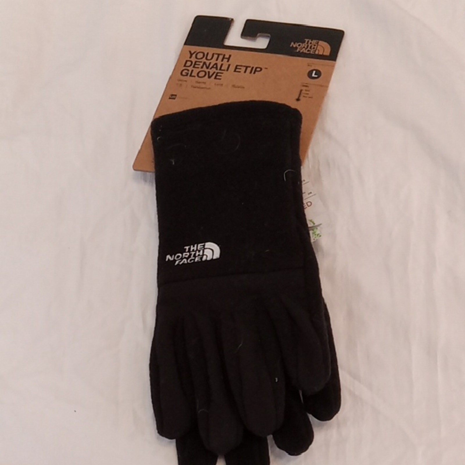 NWT The North Face Youth Denali Etip Gloves - Black/ Large Wram, Winter
