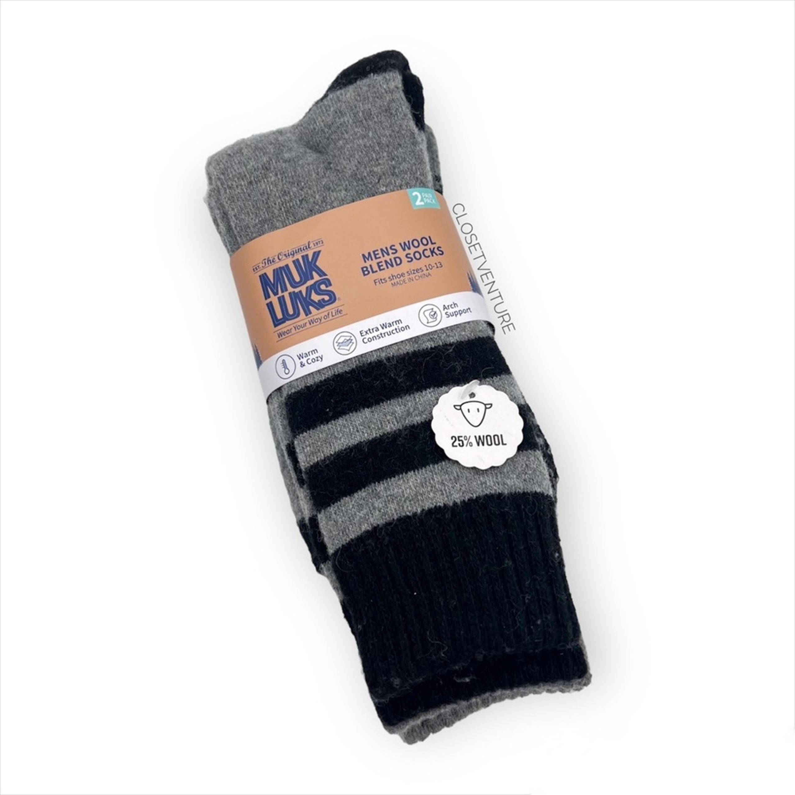 Muk Luks Wool Blend Grey Navy 2 Pairs Boot Socks Men’s 10-13