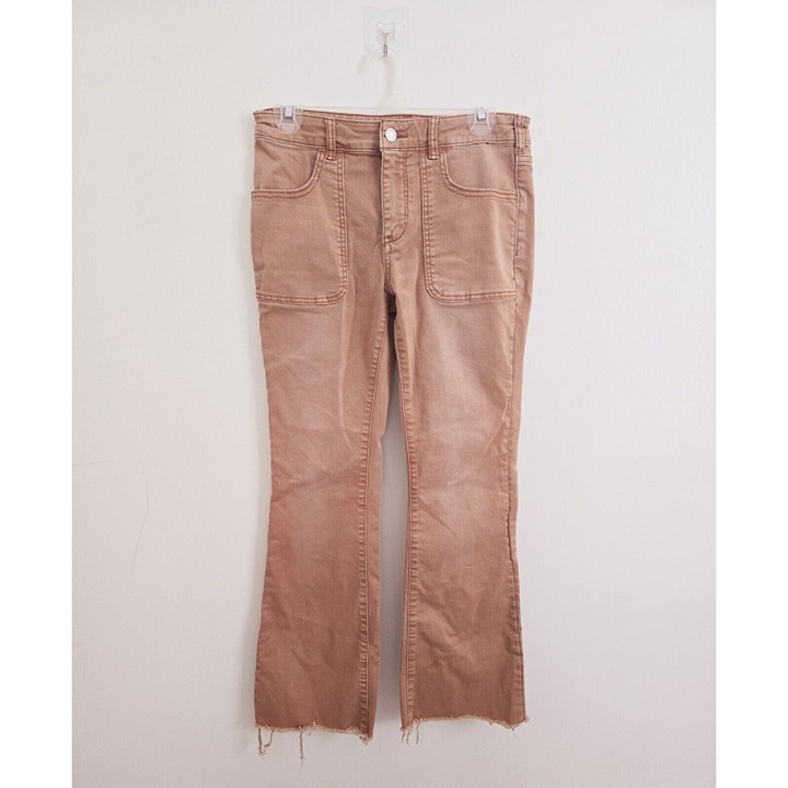 Pilcro Anthropologie Bronze Boho Low Rise Icon Faded Flare Y2K Cotton Jeans 28