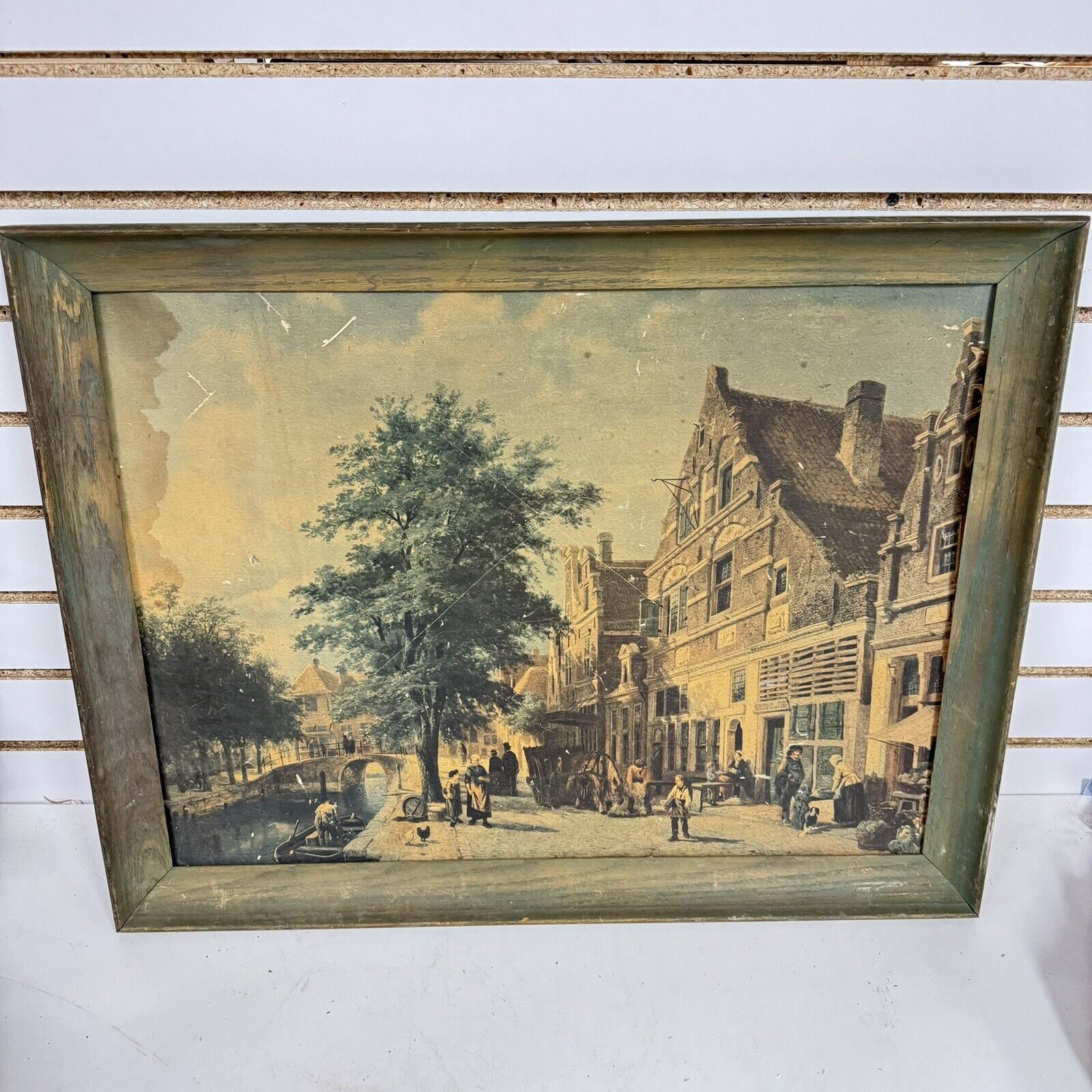 Vintage Frederick Heath Dutch Street Print Wood Framed Art Lithograph? - HLBN