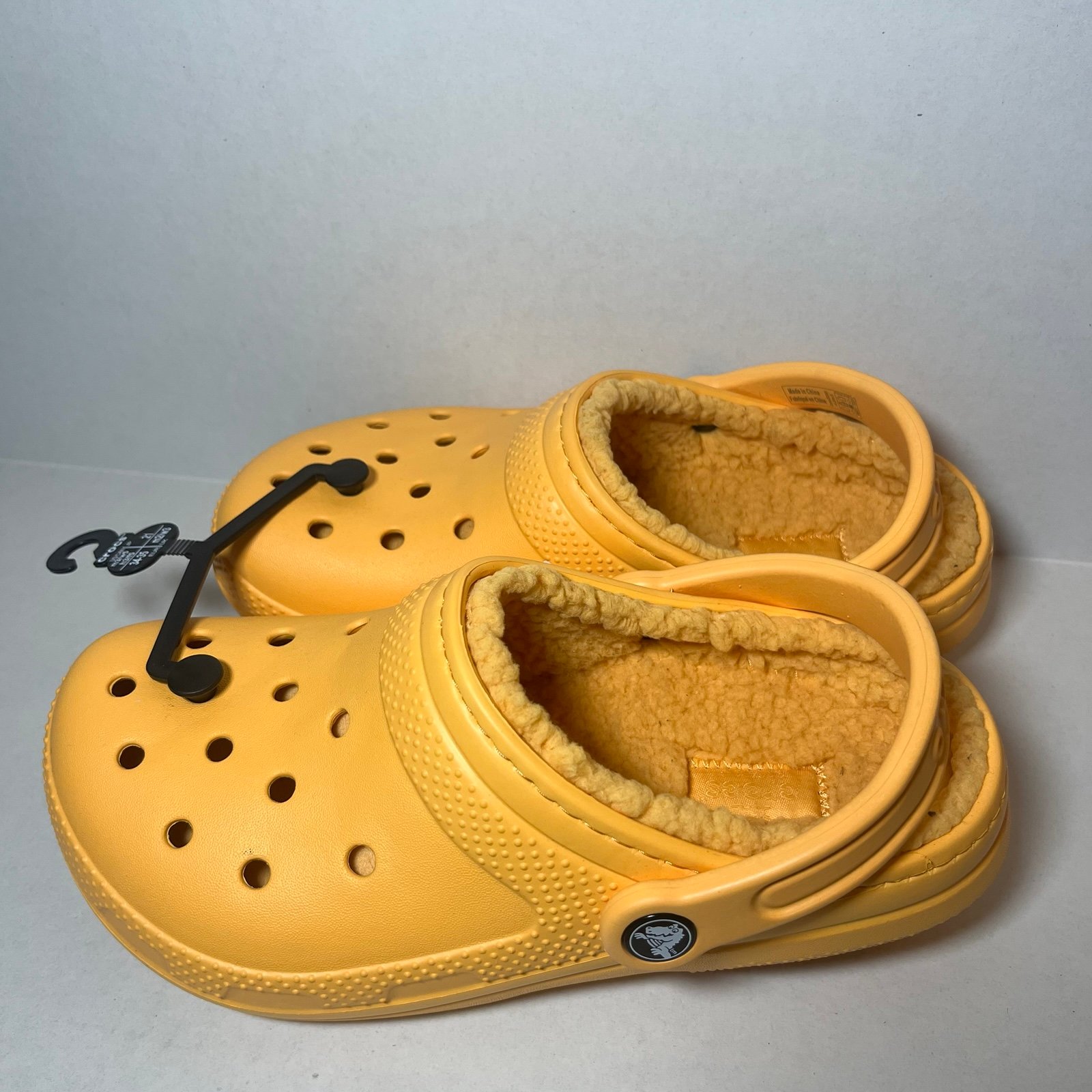 Crocs Classic Fur Lined Clog Shoes Slip On Orange Sorbet Unisex Size M3/W5- NEW
