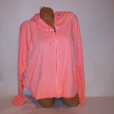 Victoria Secret PINK Crop Hoodie XXL 2X Orange Solid Full Zip Long Sleeve New