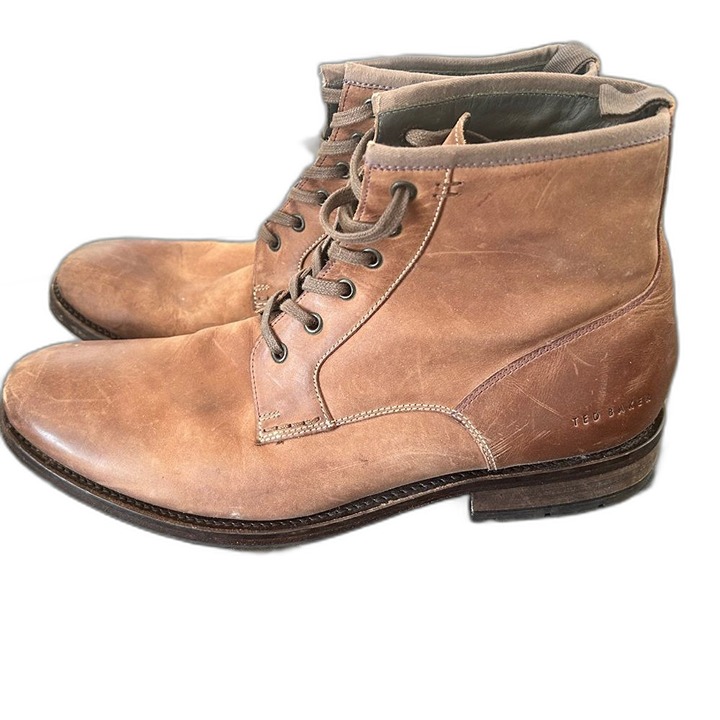 TED BAKER Boots Mens Size 11 44 Shoes Dress London Leather Tan Lace Up Work