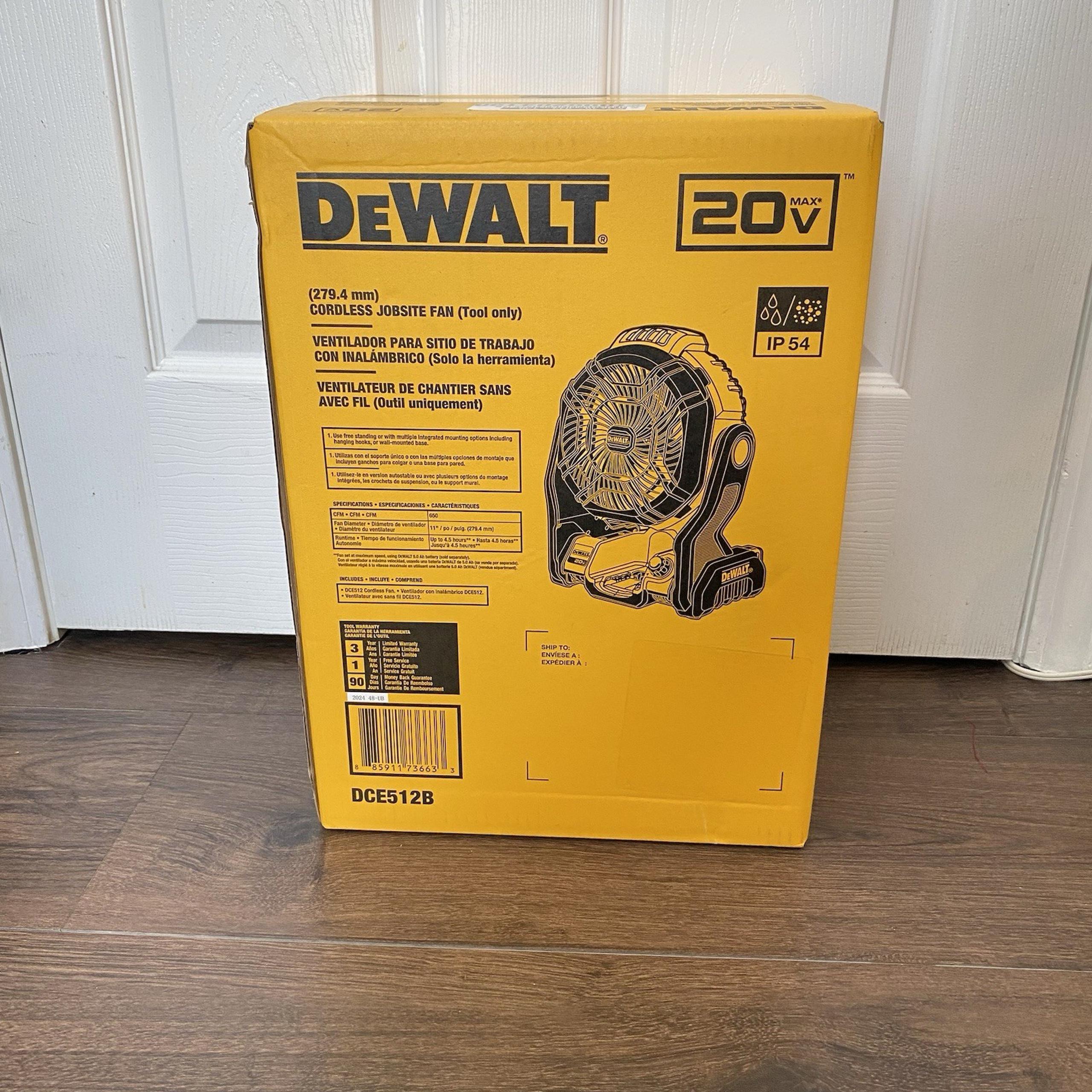 DeWalt DCE512B 20V MAX Jobsite Fan Variable Speed Control (Tool Only) NIB