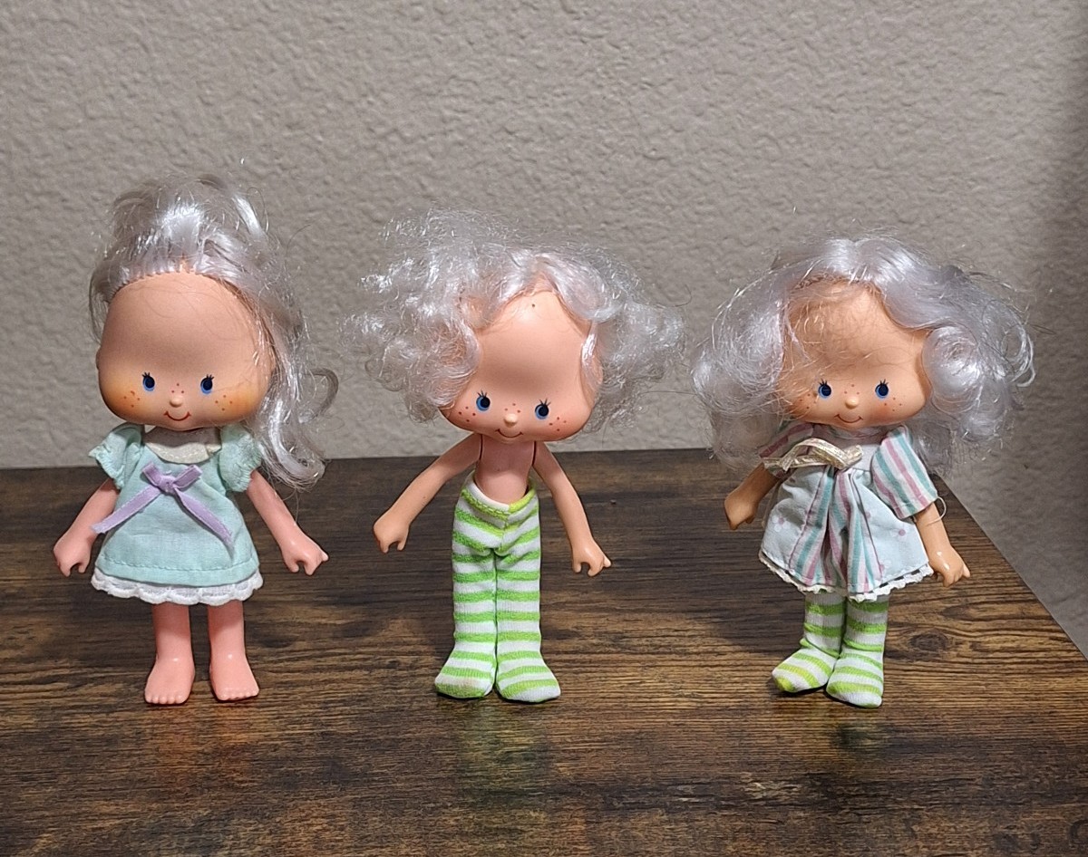 Super Cute Set Of 3 Vintage 1979 Strawberry Shortcake Angel Cake Dolls