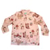 Nick & Nora Pink Sock Monkey Print Button Up Long Sleeve Pajama Shirt Size XL
