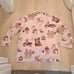 Nick & Nora Pink Sock Monkey Print Button Up Long Sleeve Pajama Shirt Size XL