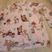 Nick & Nora Pink Sock Monkey Print Button Up Long Sleeve Pajama Shirt Size XL