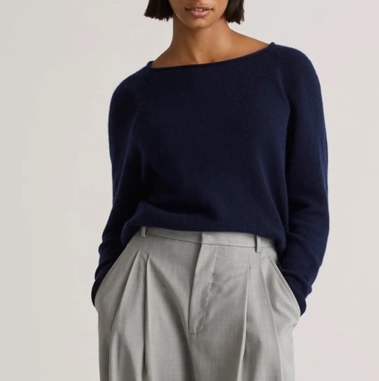 Quince Mongolian Cashmere Boatneck Sweater navy S