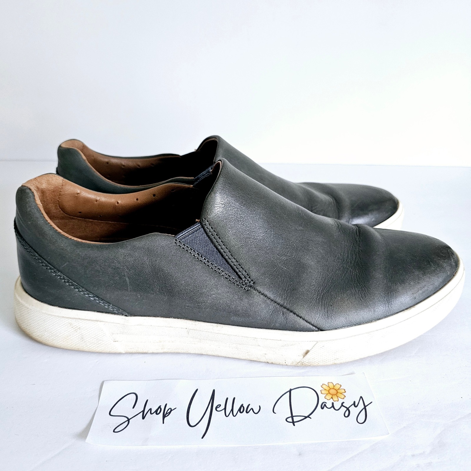 Clarks Mens Un Costa Step Dark Blue Leather Casual Shoes Slip On Sz 10.5 Sh656.2
