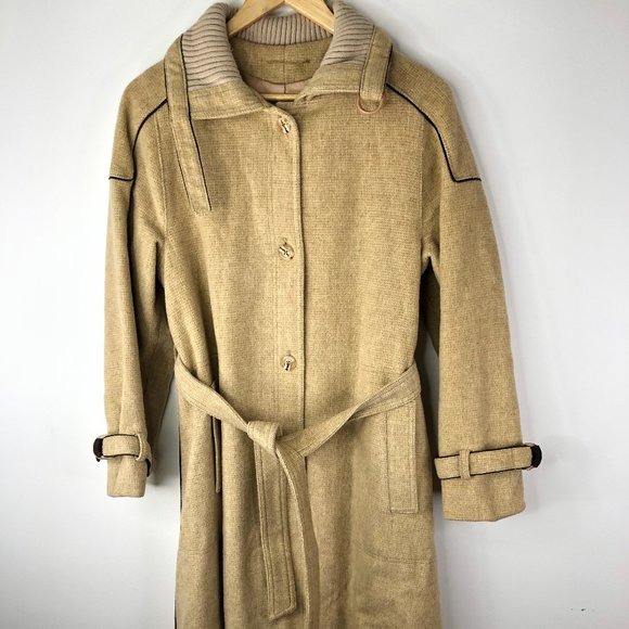 Wool Overcoat Top Coat Womens Medium Tie 6