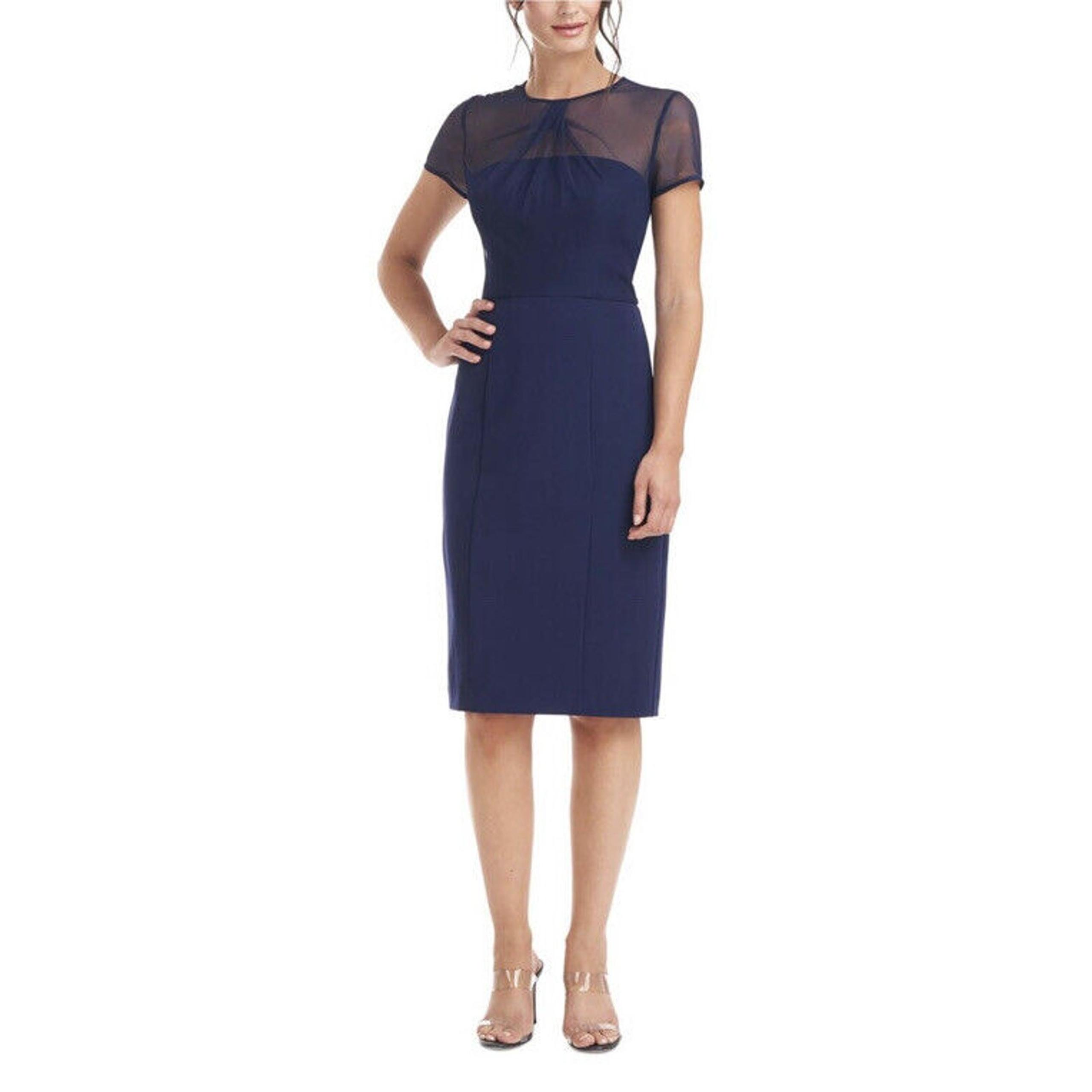 JS Collections Blue Illusion Sheath Cocktail Dress Size 2 NWT