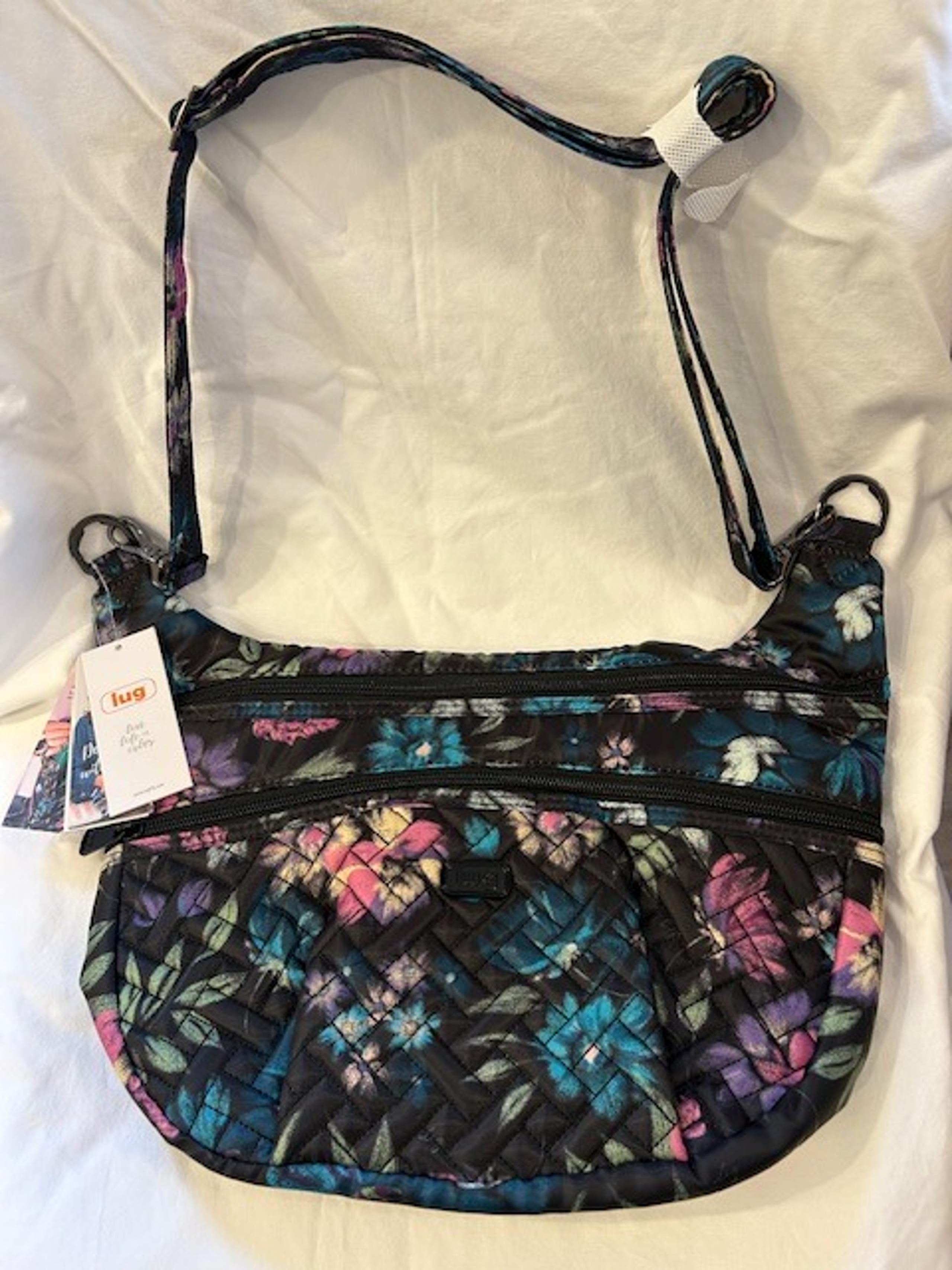 NWT Lug Bloom Black Hippy Nylon Crossbody / Shoulder Bag • RFID Blocking