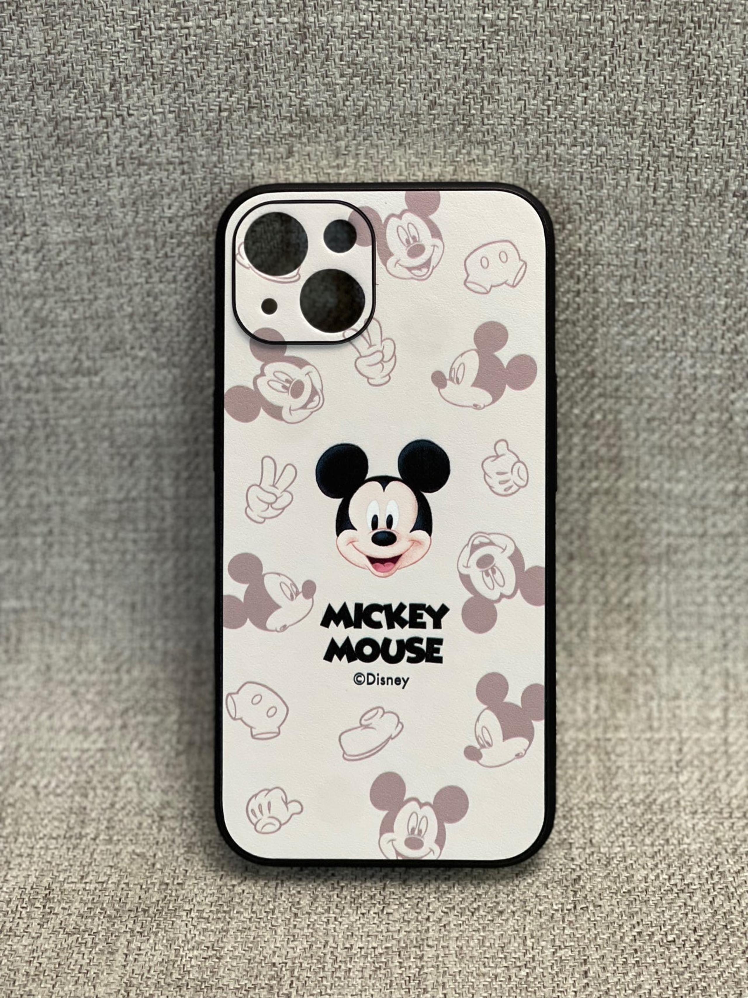 iPhone 13 Case - Mickey Mouse Leather Embossed in White Color