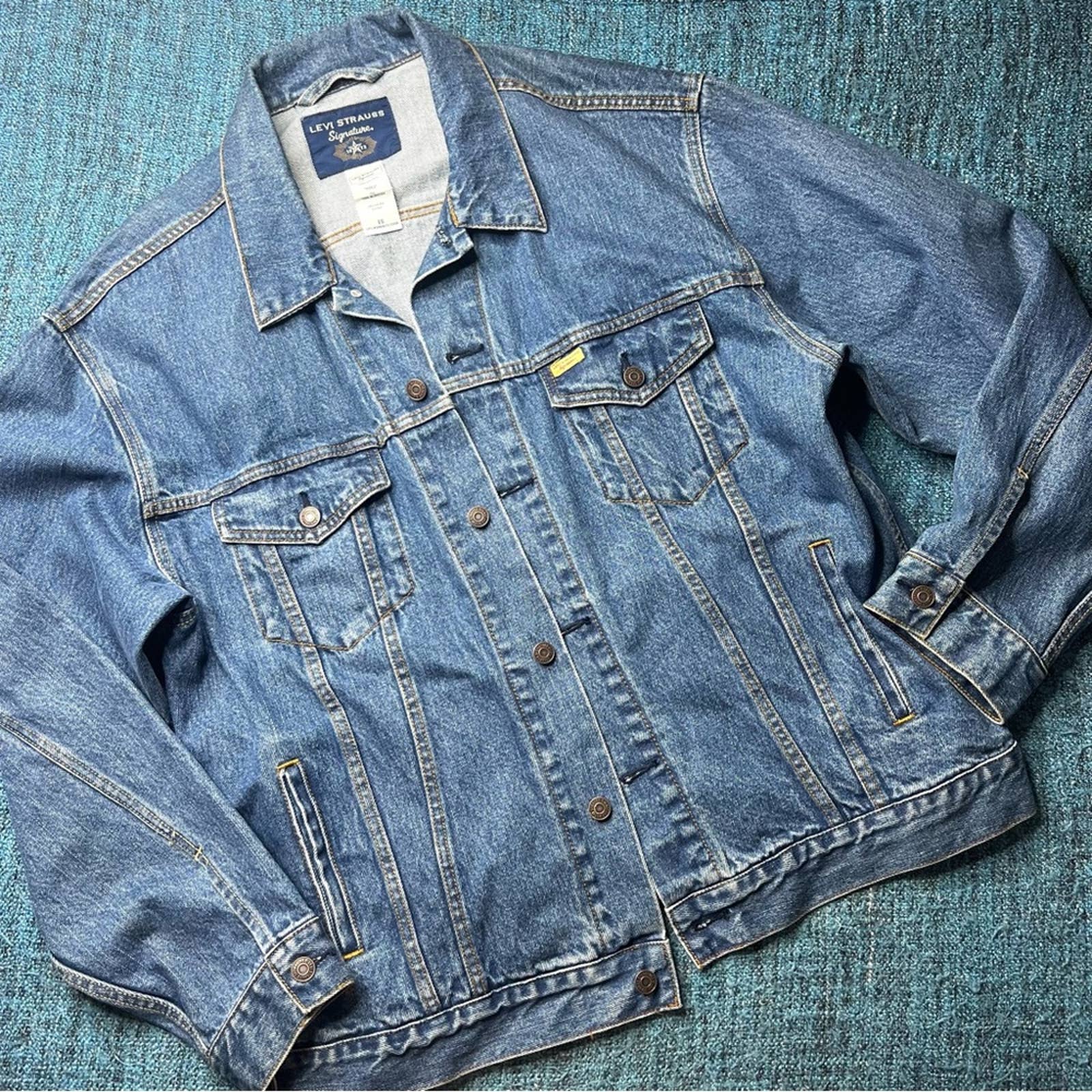Levi Strauss Signature 1873 Denim Trucker Jacket Size XL Men's in Blue Denim