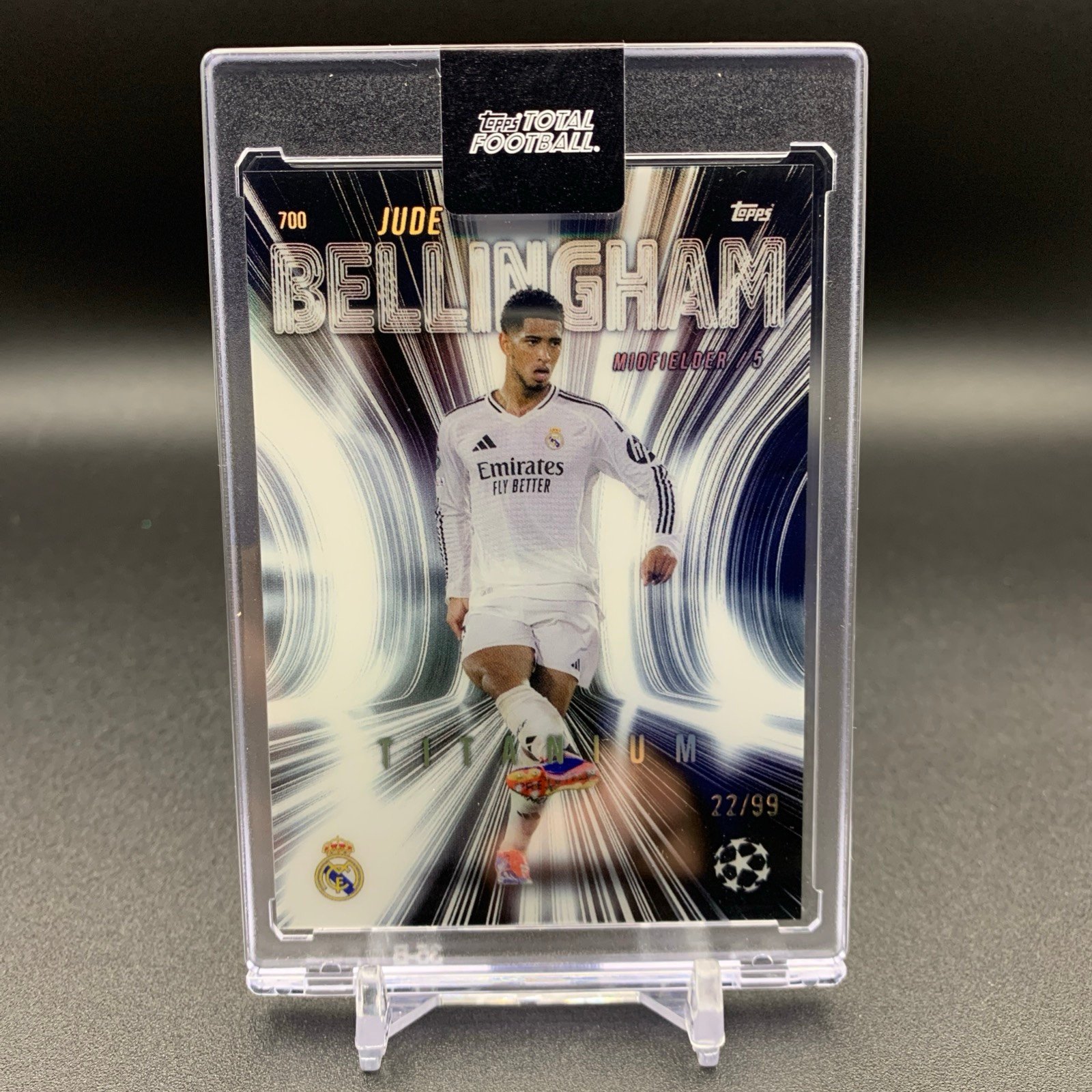 JUDE BELLINGHAM 2024 TOPPS TOTAL CHROME TITANIUM /99 ENCASED REAL MADRID ENGLAND