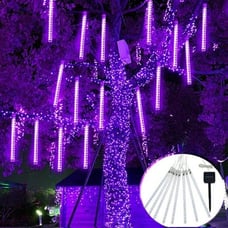 8 Tubes of LED Solar Meteor String Light PURPLE NEW(outdoor indoor garden lights