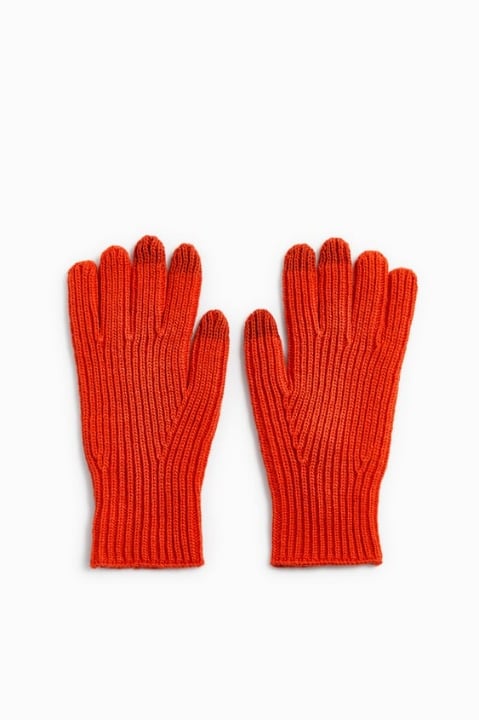 NWT ZARA RIBBED KNIT GLOVES ORANGE