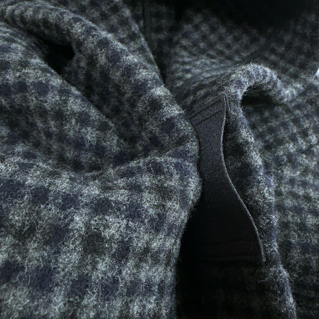 Aton Melton Check Long Coat, Air Double Wool Robe Coat