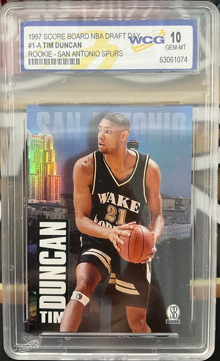 1997 Score Board NBA Draft Day #1-A Tim Duncan Rookie RC WCG 10 Basketball