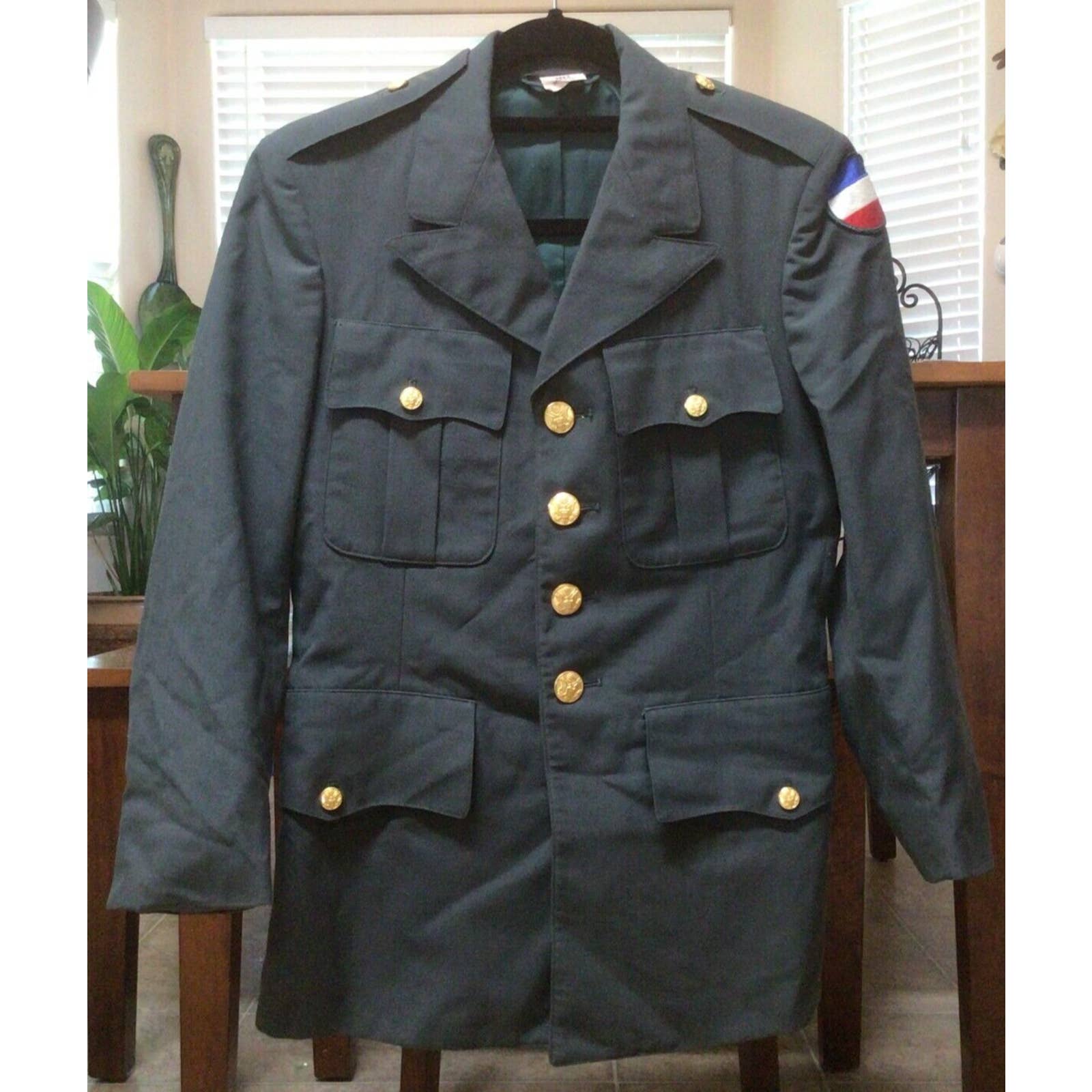 Used Army Military Service Uniform Mens 34XS Coat Blazer Jacket Wool Green ~825A