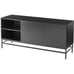 NEW Console Table with 2 Open Shelves and 2 Doored Cubbies, TV Stand, BLACK OAK