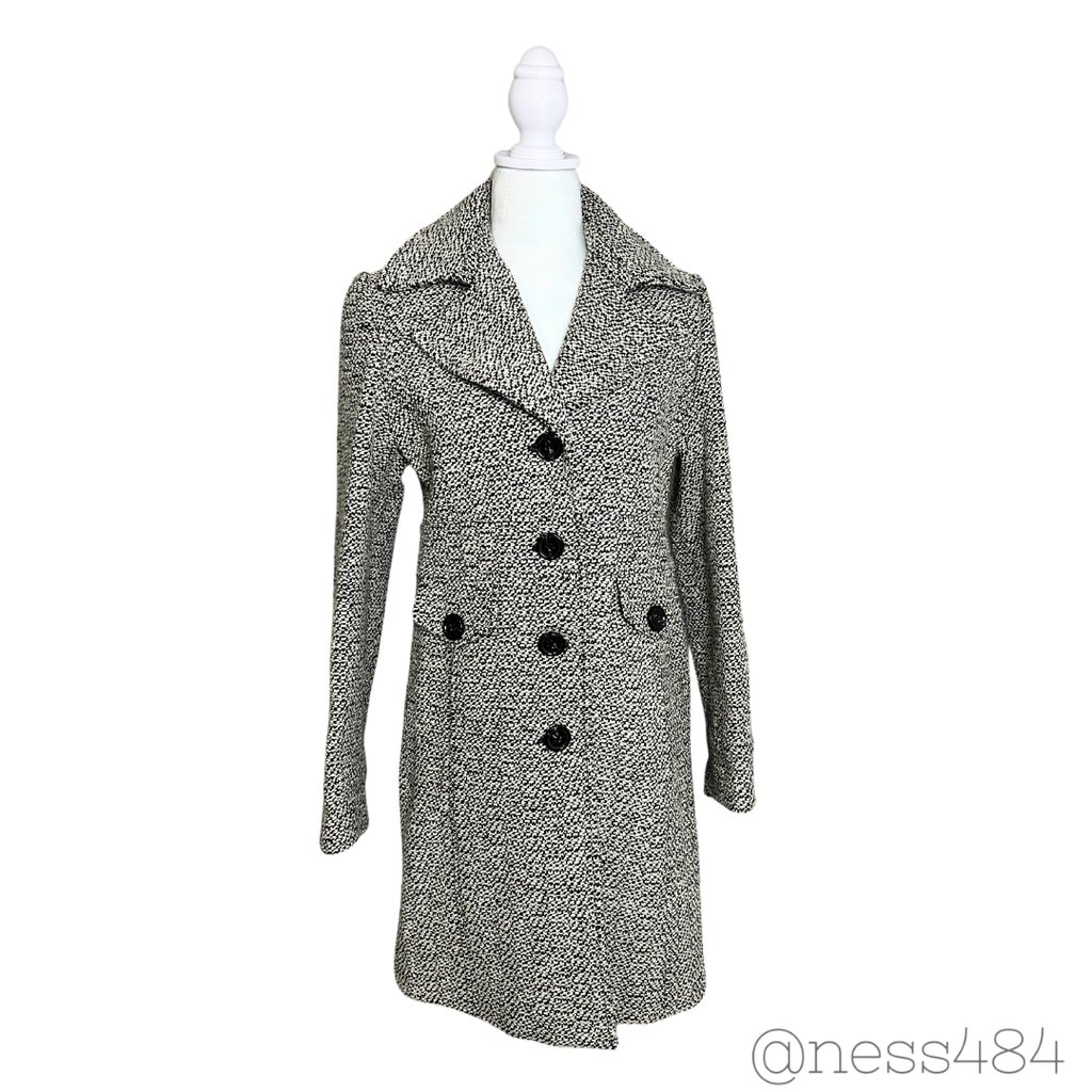 Women's Giacca Coat, M, Black & White