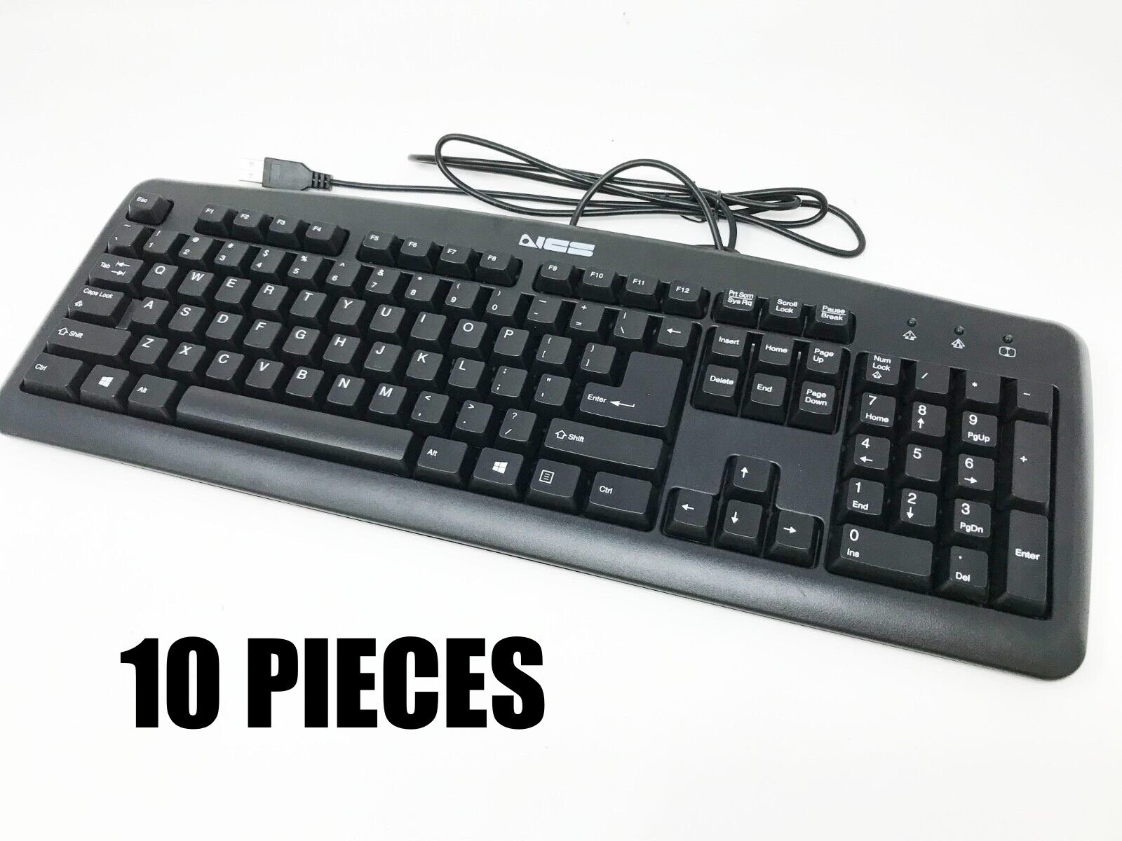 Lot of 10 NCS USB QWERTY Wired Plug and Play Keyboard