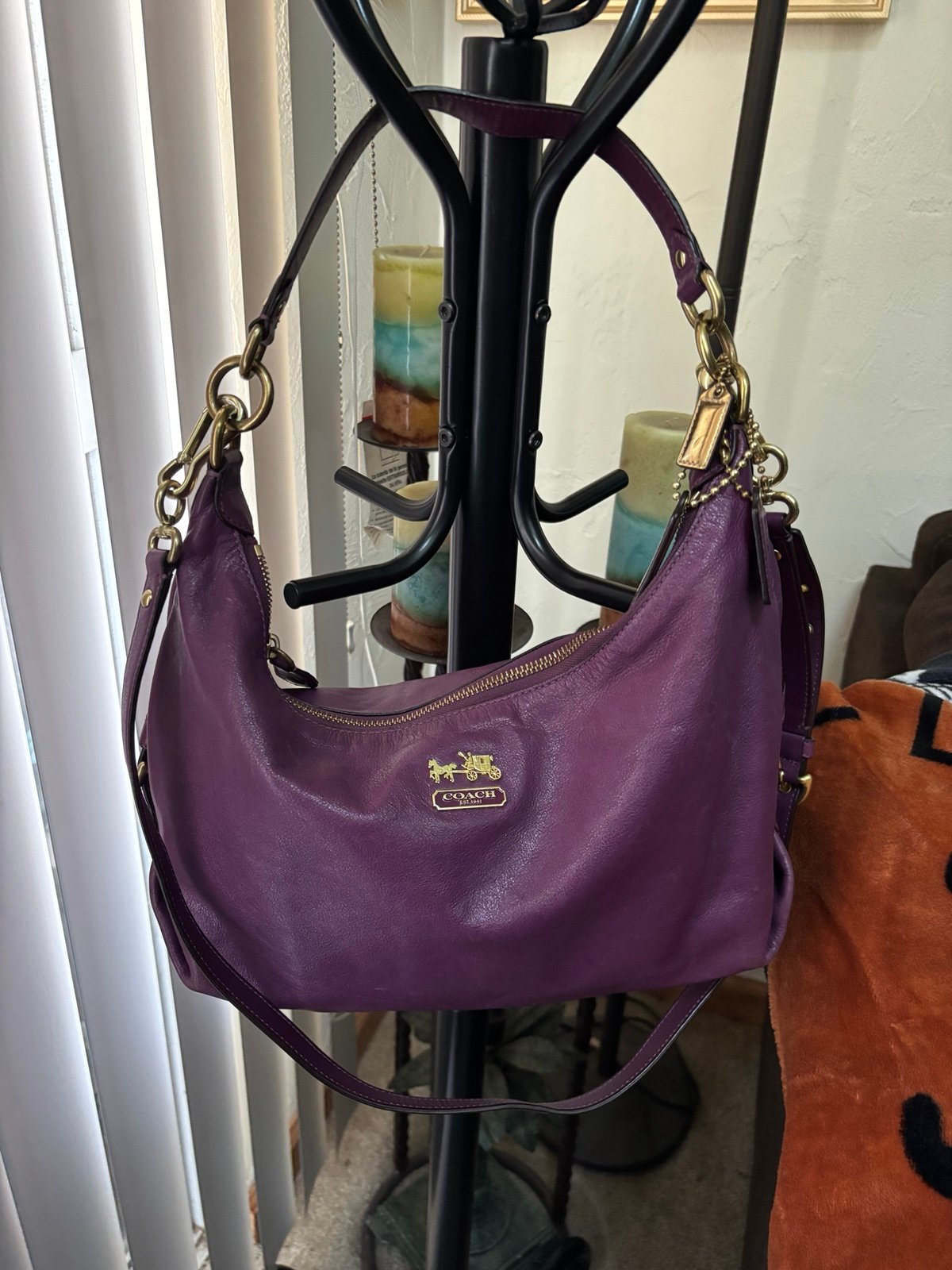 COACH Purple Leather Handbag Shoulder/Crossbody Beautiful Condition!