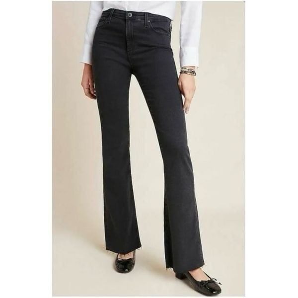 AG Adriano Goldschmied Anthropologie Women’s The Angel Bootcut Raw Hem Black Den