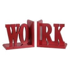 Bookends WORK Red Word Wooden Cut Out Letters abc Contemporary 8.75 tall