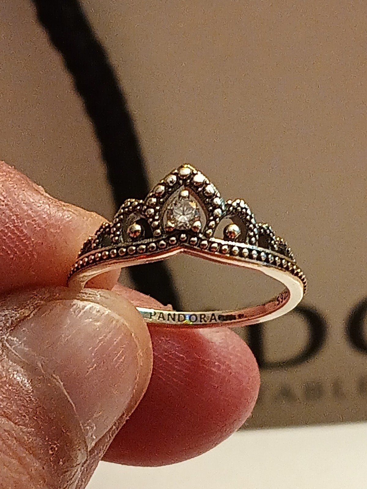 Pandora authentic new sparkling sterling silver beaded tiara ring size 8