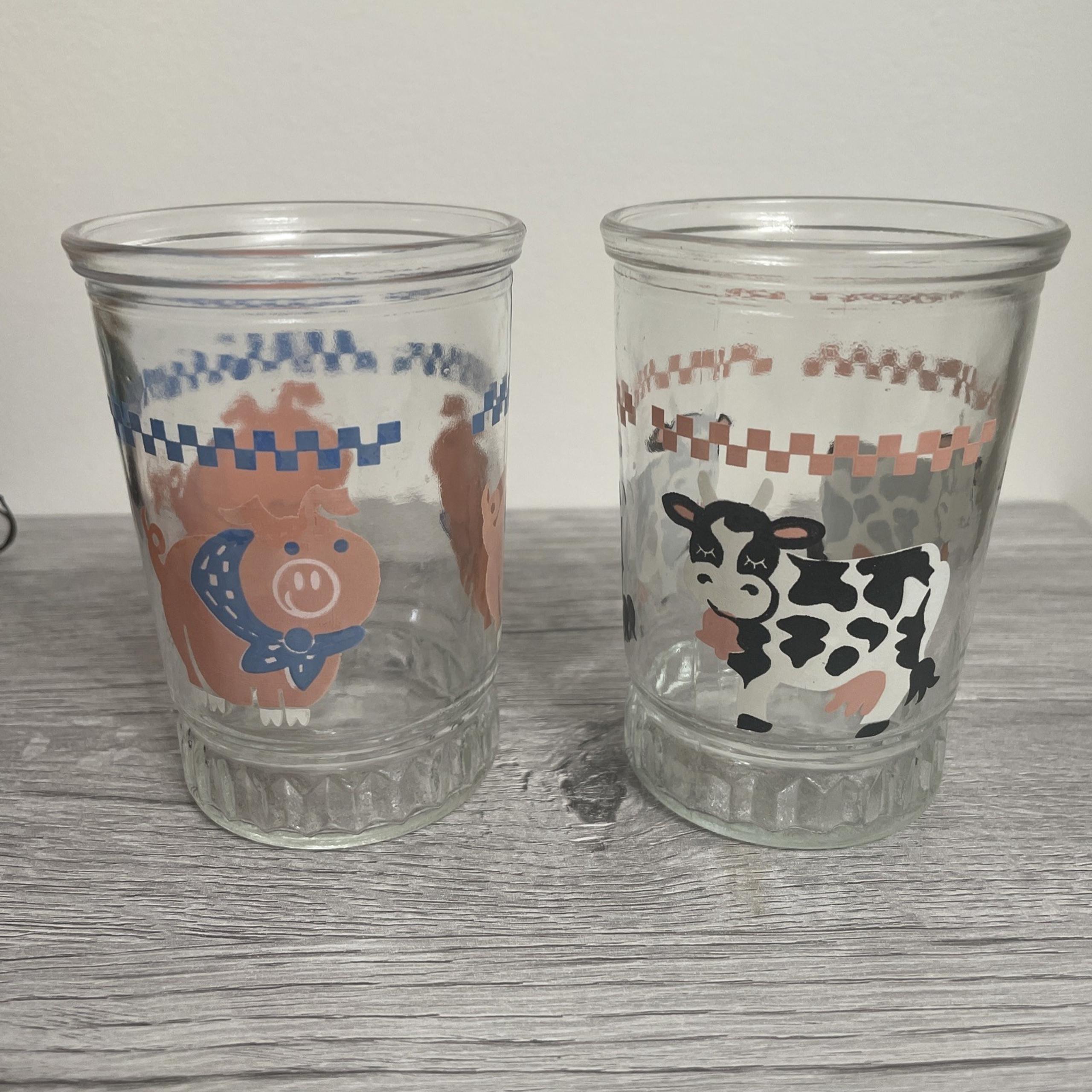 bama jelly jar glasses Set Of 2 Pig And Cow