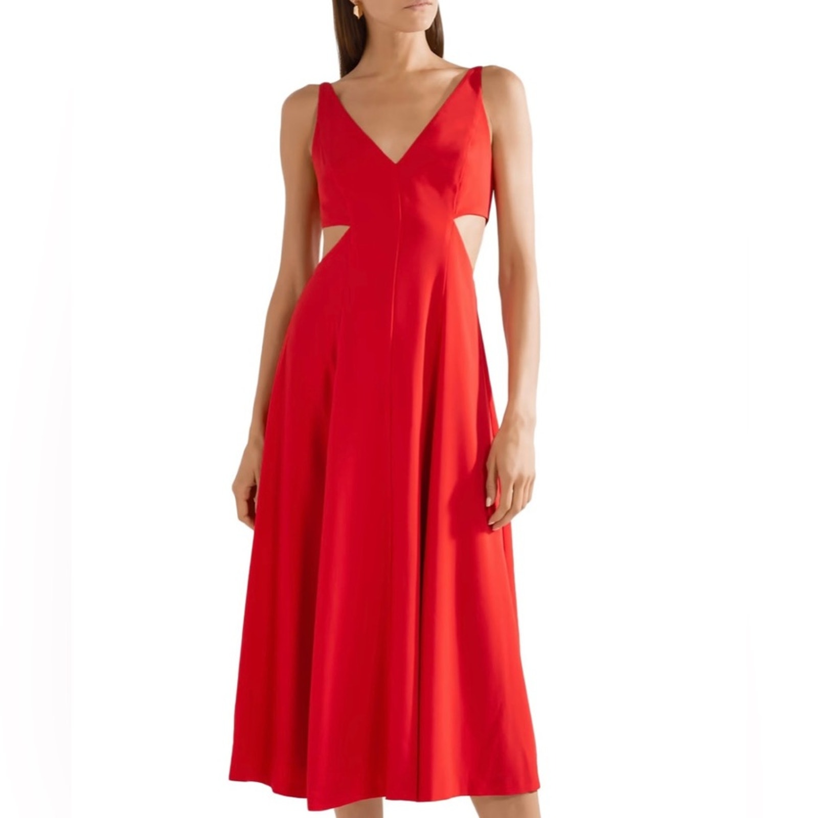 GREY Jason Wu tomato red Cutout crepe de chine midi dress
