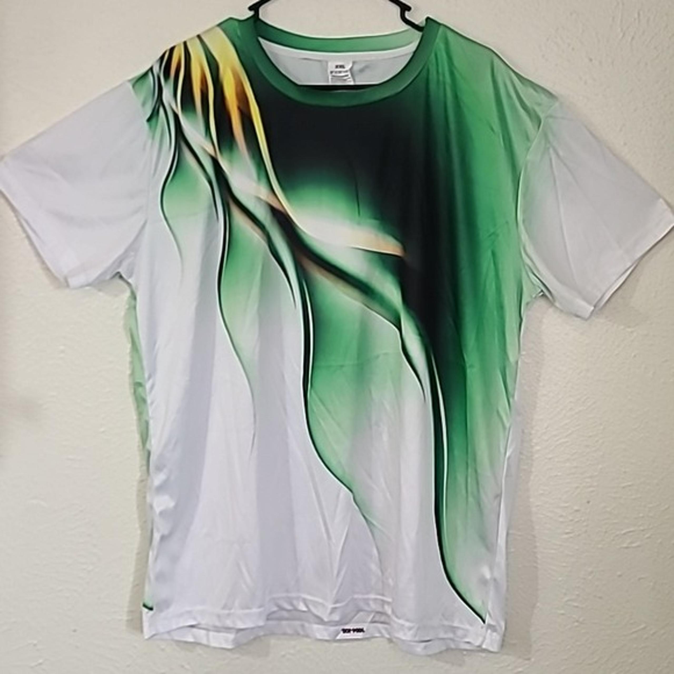 Green Aurora Shadow Mens Graphic T Shirt Luxury Dry Fit Shirt Size 2XL