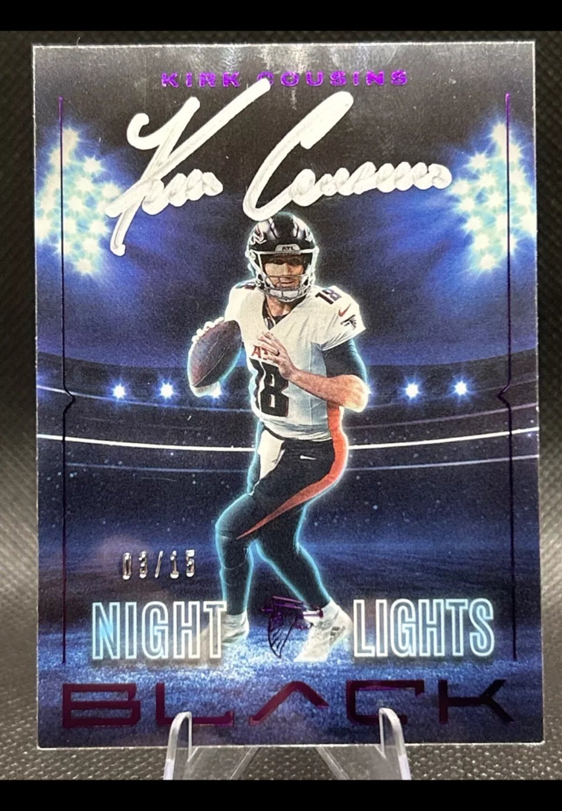 2024 Panini Black Kirk Cousins On Card Auto Night Lights /15 SP