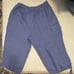 Flax 100% Linen Wide Leg Crop Cargo Capri Pants Wide Leg Lagenlook Cinch Blue L