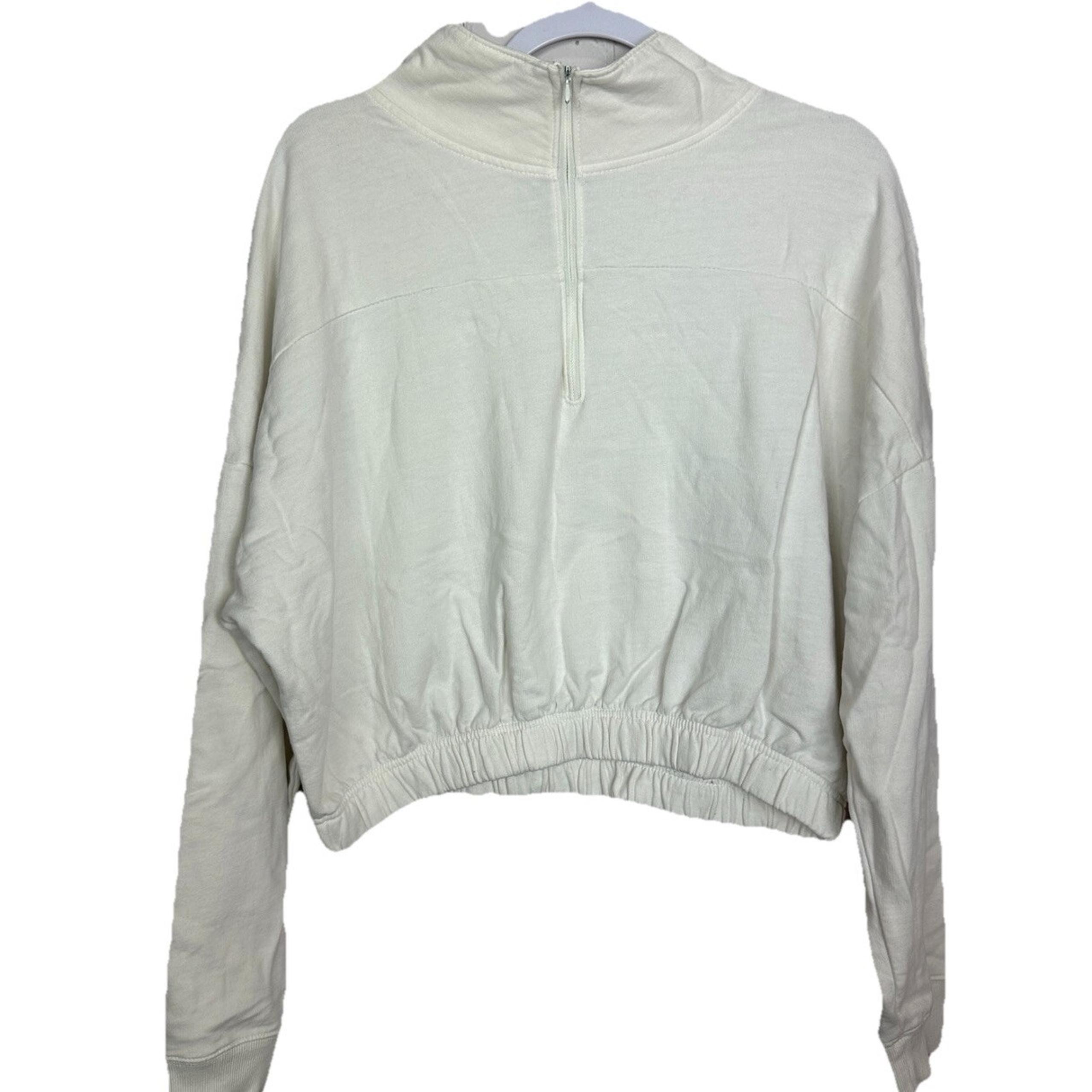 Urban Outfitters BDG Womens white Cropped oversized half Zip Sweatshirt sz M