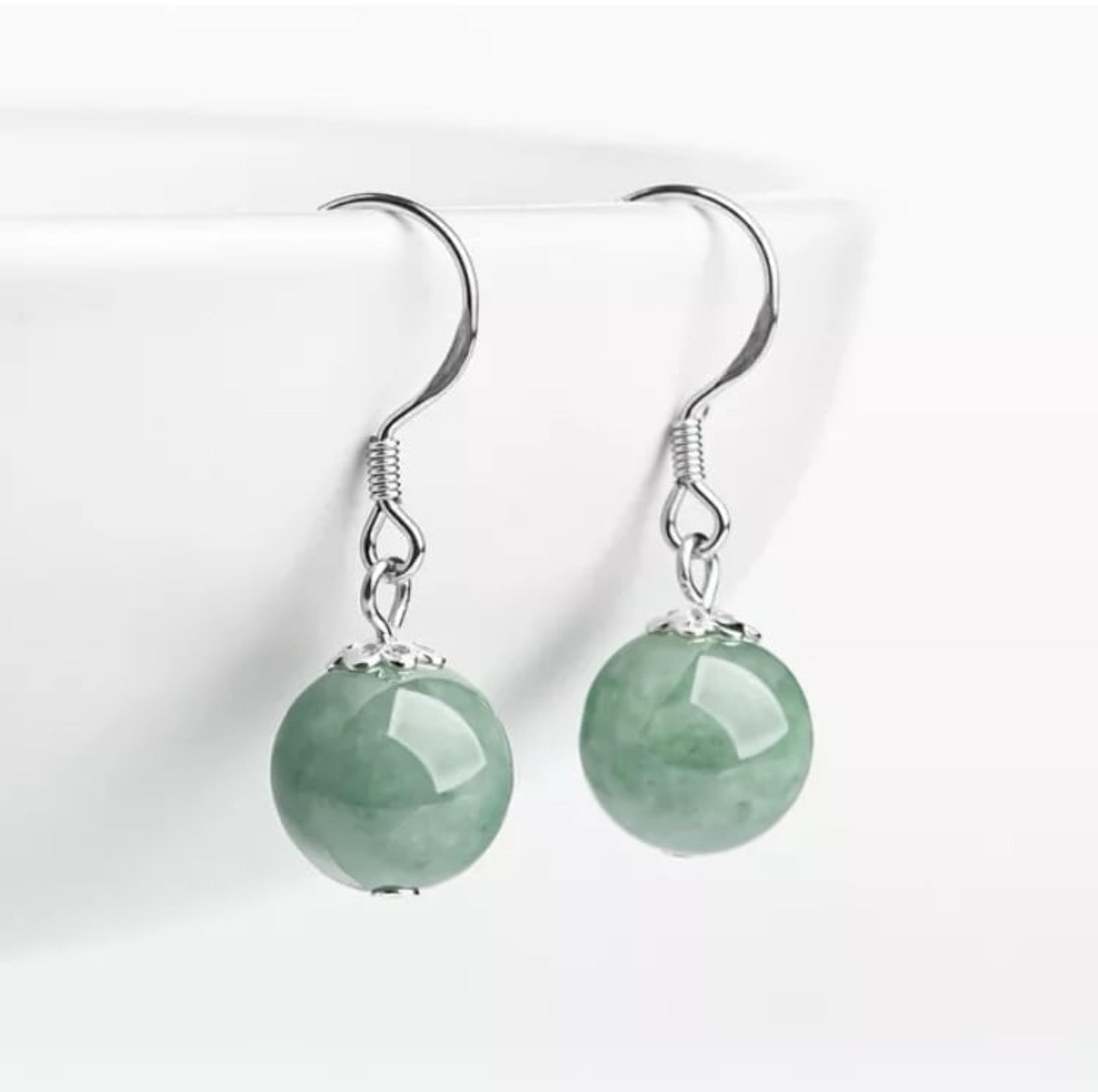 CERTIFIED Genuine 100% NATURAL Green Jade Dangle Drop Earrings