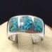 Crushed Turquoise Inlay Ring Sterling Silver Vintage Size 7.75