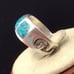 Crushed Turquoise Inlay Ring Sterling Silver Vintage Size 7.75