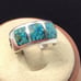 Crushed Turquoise Inlay Ring Sterling Silver Vintage Size 7.75