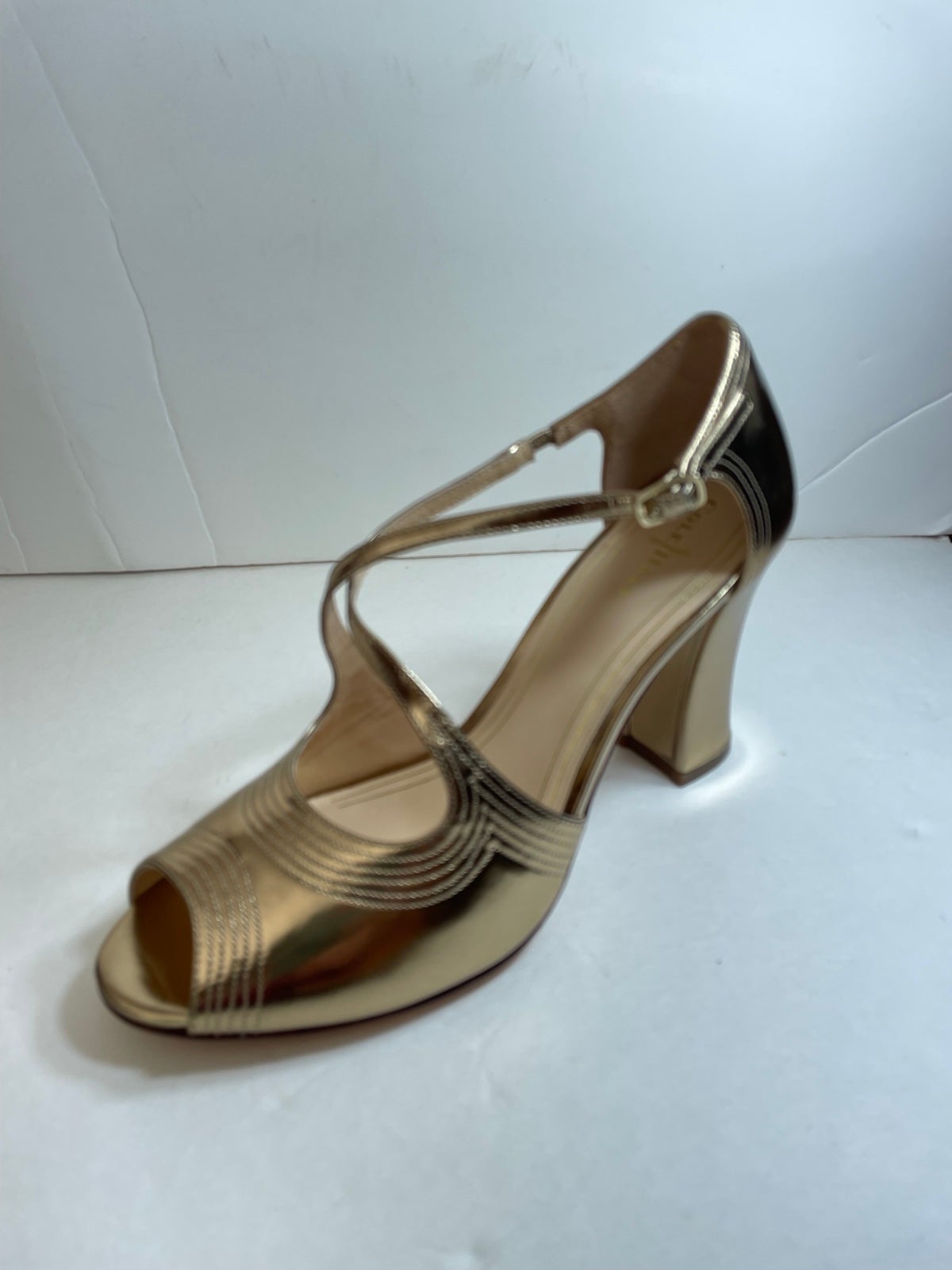 Cole Haan Pump Ankle cuff heels gold leather size 8.5 B